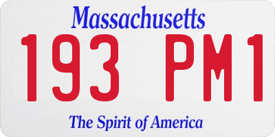 MA license plate 193PM1