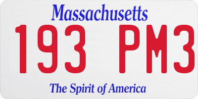 MA license plate 193PM3