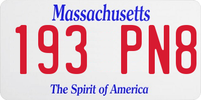 MA license plate 193PN8