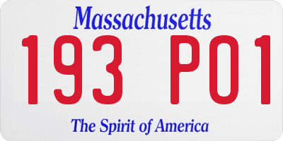 MA license plate 193PO1
