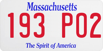 MA license plate 193PO2