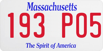 MA license plate 193PO5