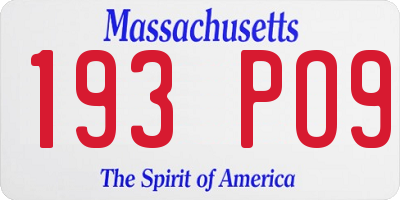 MA license plate 193PO9