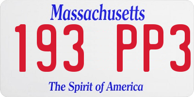 MA license plate 193PP3