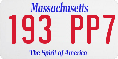MA license plate 193PP7