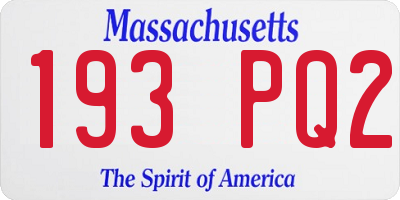 MA license plate 193PQ2