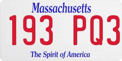 MA license plate 193PQ3