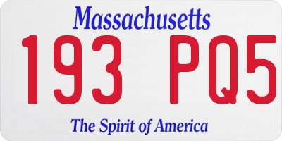 MA license plate 193PQ5