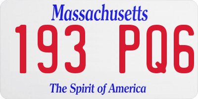 MA license plate 193PQ6
