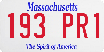 MA license plate 193PR1