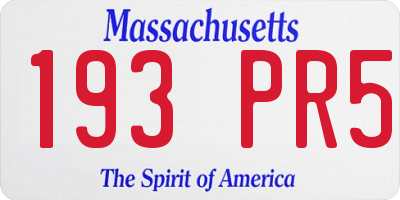 MA license plate 193PR5