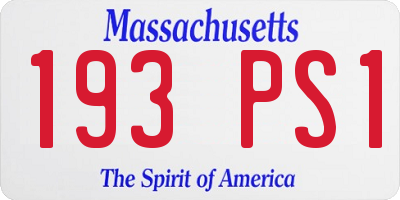 MA license plate 193PS1
