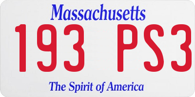 MA license plate 193PS3