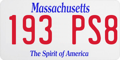 MA license plate 193PS8