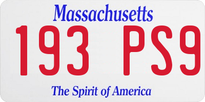 MA license plate 193PS9