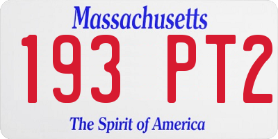 MA license plate 193PT2