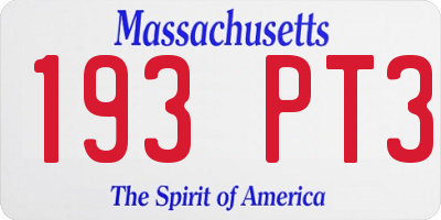 MA license plate 193PT3