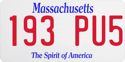 MA license plate 193PU5