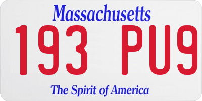 MA license plate 193PU9