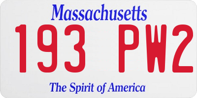 MA license plate 193PW2