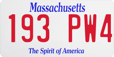 MA license plate 193PW4