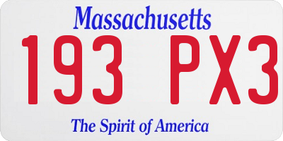 MA license plate 193PX3