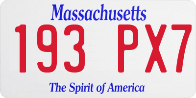 MA license plate 193PX7
