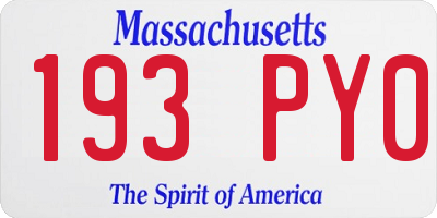 MA license plate 193PY0