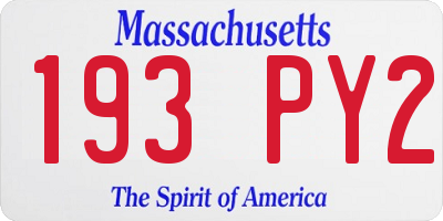 MA license plate 193PY2