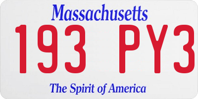 MA license plate 193PY3