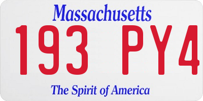 MA license plate 193PY4