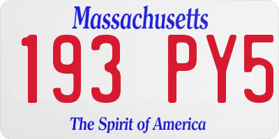 MA license plate 193PY5