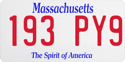 MA license plate 193PY9