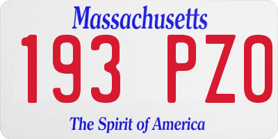 MA license plate 193PZ0