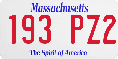 MA license plate 193PZ2