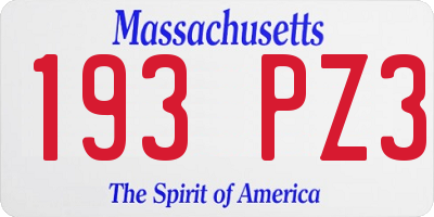MA license plate 193PZ3