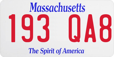 MA license plate 193QA8