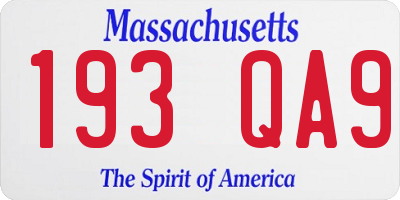 MA license plate 193QA9