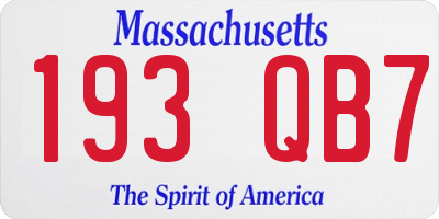 MA license plate 193QB7