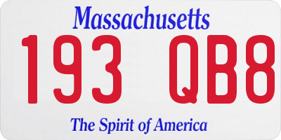 MA license plate 193QB8