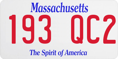 MA license plate 193QC2