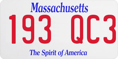 MA license plate 193QC3