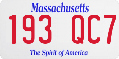 MA license plate 193QC7