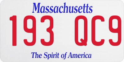 MA license plate 193QC9