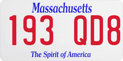 MA license plate 193QD8
