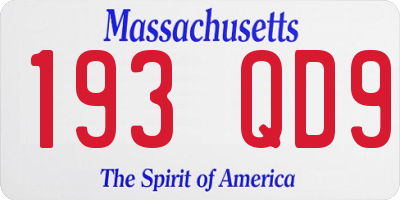 MA license plate 193QD9