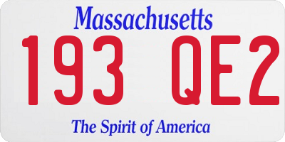 MA license plate 193QE2