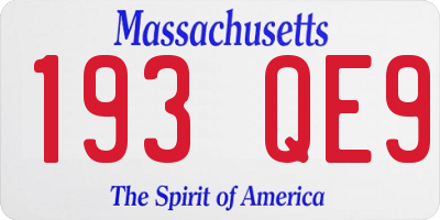 MA license plate 193QE9