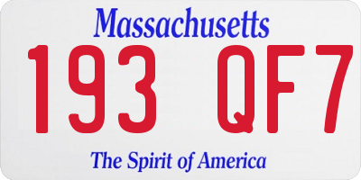 MA license plate 193QF7