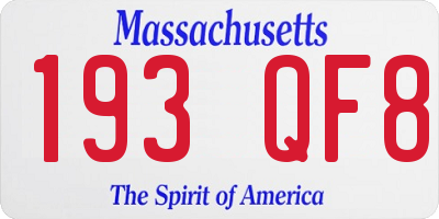 MA license plate 193QF8